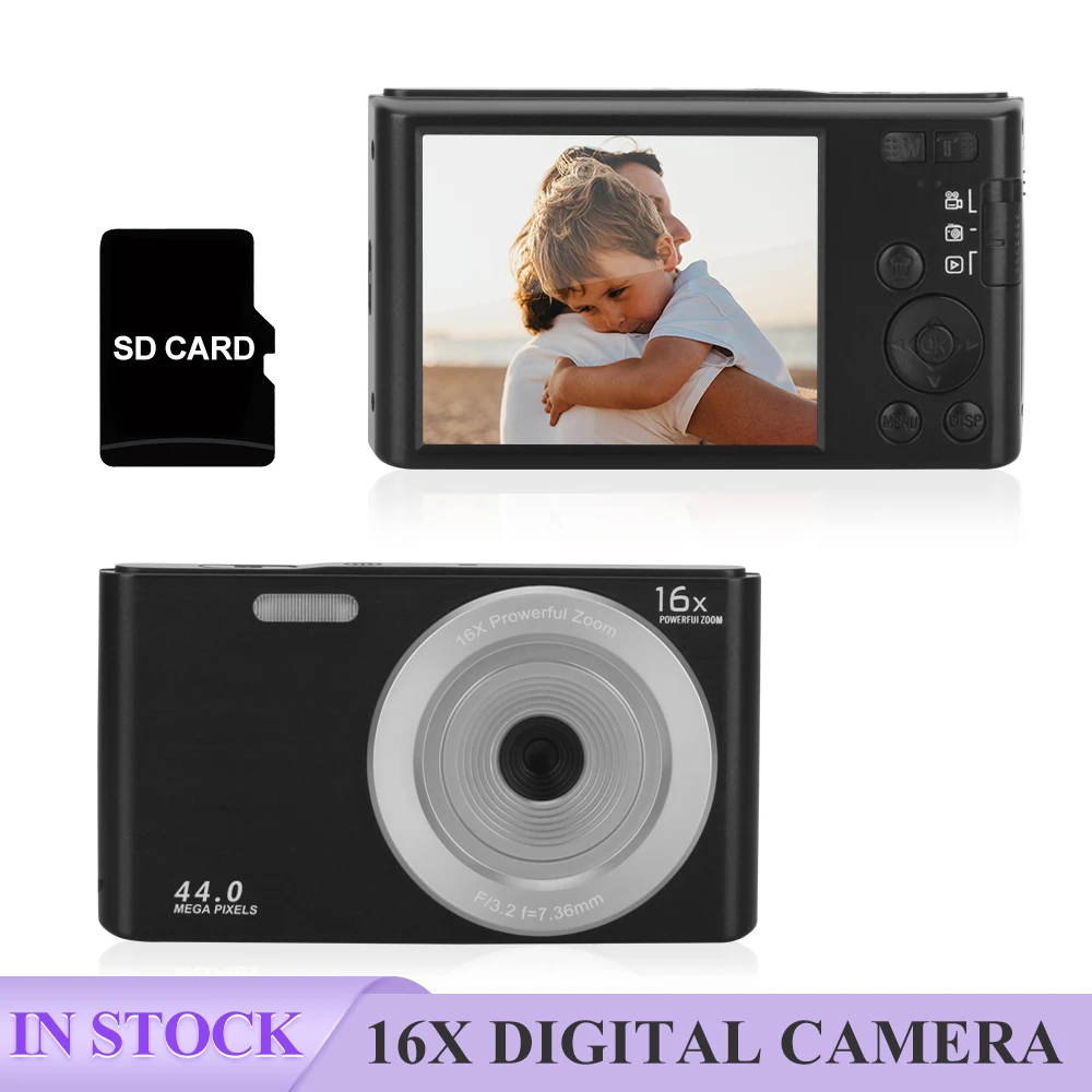 

Komery Mini Digital Camera 44MP 2.7K Ultra HD 2.8Inch 16X Power Zoom Built-in Light Webcam Video Camera