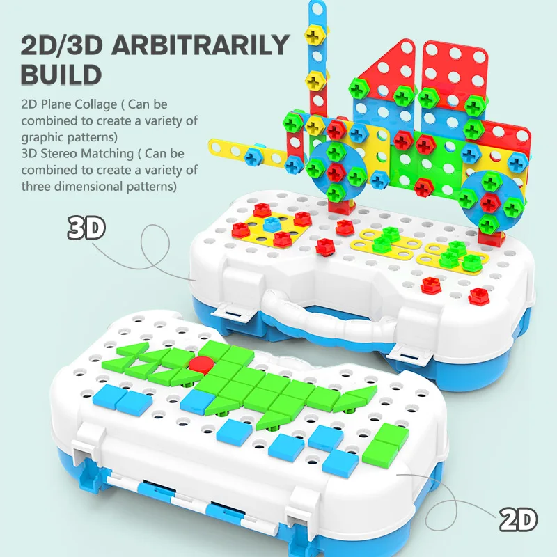 

Drilling Screw Creative Mosaic Puzzle Toys For Children Building Bricks City Technical Electric Drill Set Boys Educational Toys