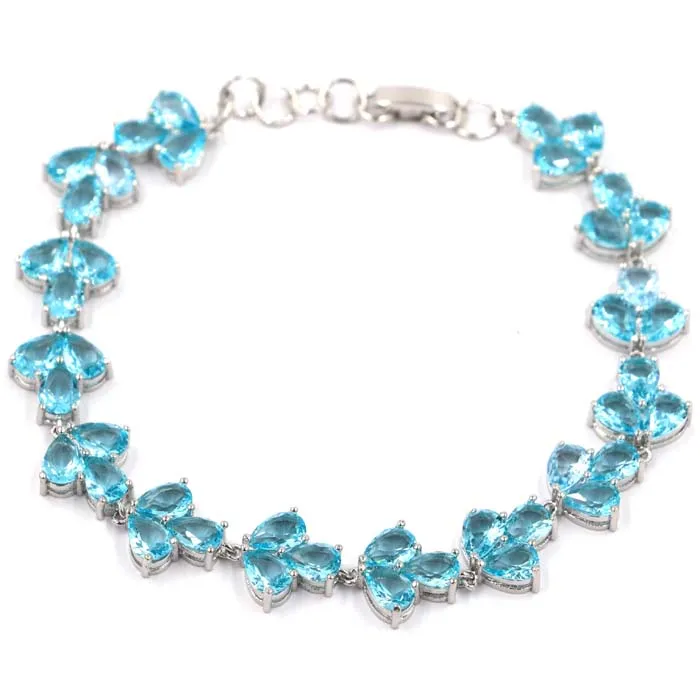 sky blue topaz 16x13 мм 22,3 г роскошный Голубой Топаз Желтый Цитрин Серебряный браслет 7,5-8,0" - Цвет камня: sky blue topaz
