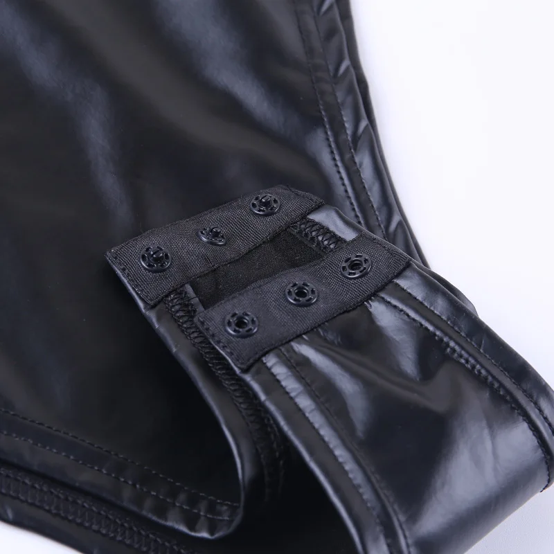 BOOFEENAA черное сексуальное боди из искусственной кожи с высокой эластичностью