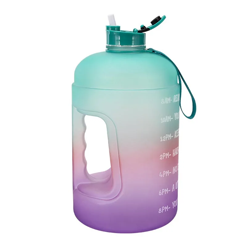 구매 3.78L 동기 부여 물병 1 갤런 대용량 야외 운동 플라스틱 병 BPA 무료