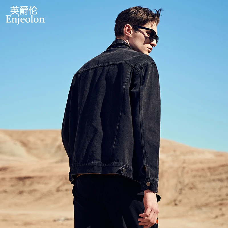 Куртка Enjeolon Мужская джинсовая Бомбер ковбойская верхняя одежда из денима