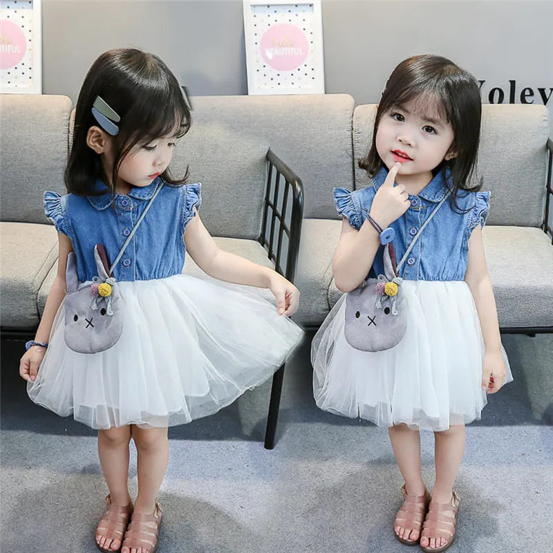Summer Fashion Girls Dress Toddler Kids Baby Girl Denim Tulle Tutu Sundress Patchwork Casual Party Princess Outfit 0-3T | Детская одежда