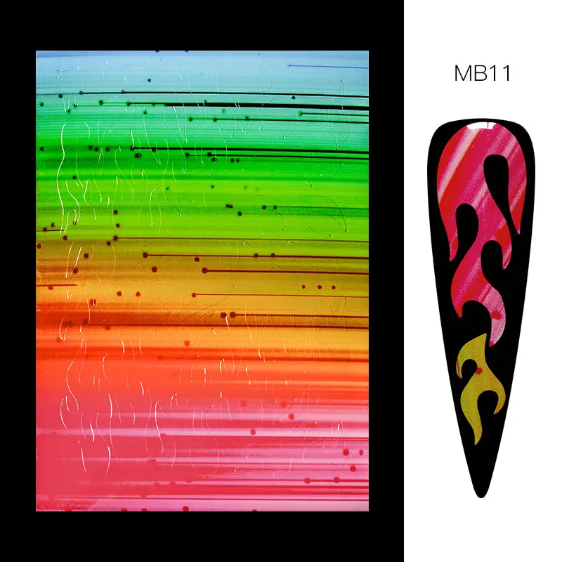 RBAN NAIL 3D налейте наклейки для ногтей Fire Flame Laser Holographic Hollow Designs Sticker Decal on.