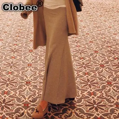 2020 длинная юбка макси на весну осень и зиму теплая юбка-труба из плотной ткани с