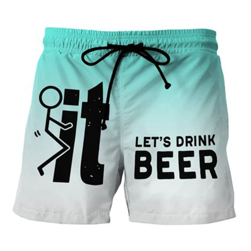 Мужские облегающие шорты Быстросохнущий купальный костюм с принтом и карманами