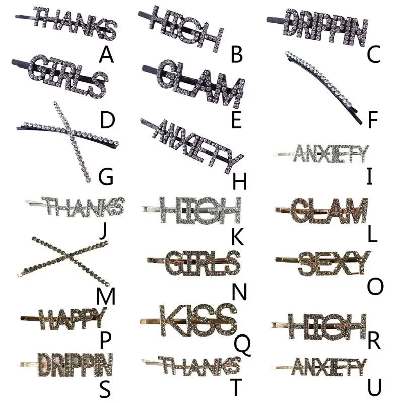 21 стиль женская заколка со стразами ручной работы заглавные буквы для волос с