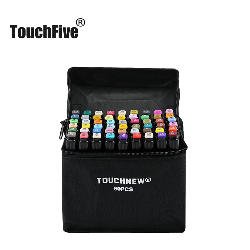 Набор маркеров TouchFIVE 30, 40, 60, 80, 168 цветов, анимация, эскиз, рисунок, искусство, спирт, аниме, кисточка, Цветной маркер(черный маркер