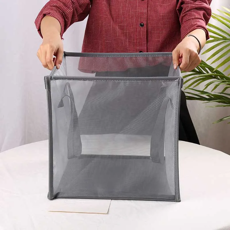 

Mesh Foldable Kitchen Laundry Hamper Basket Dirty Clothing Organizer Book Underwear Container Bin