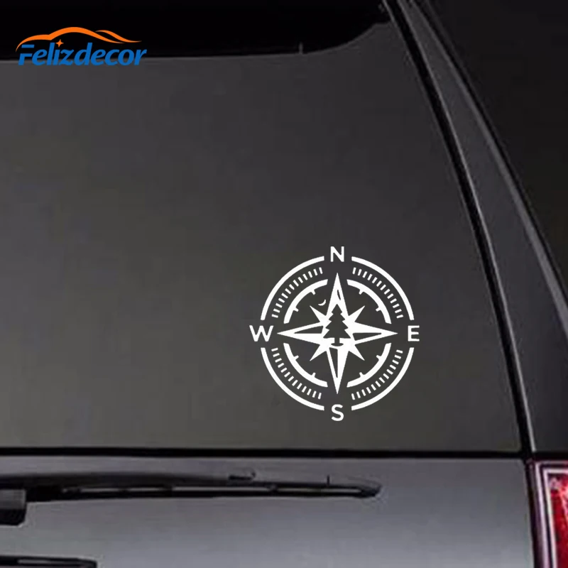Черная/серебряная модная Автомобильная наклейка с компасом виниловая забавная