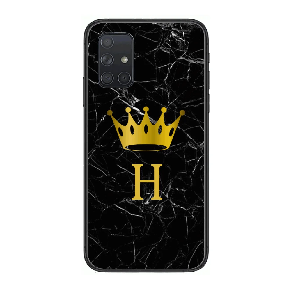 

letter an crown Phone Case Hull For Samsung Galaxy A 50 51 20 71 70 40 30 10 E 4G 5G S Black Shell Art Cell Cover