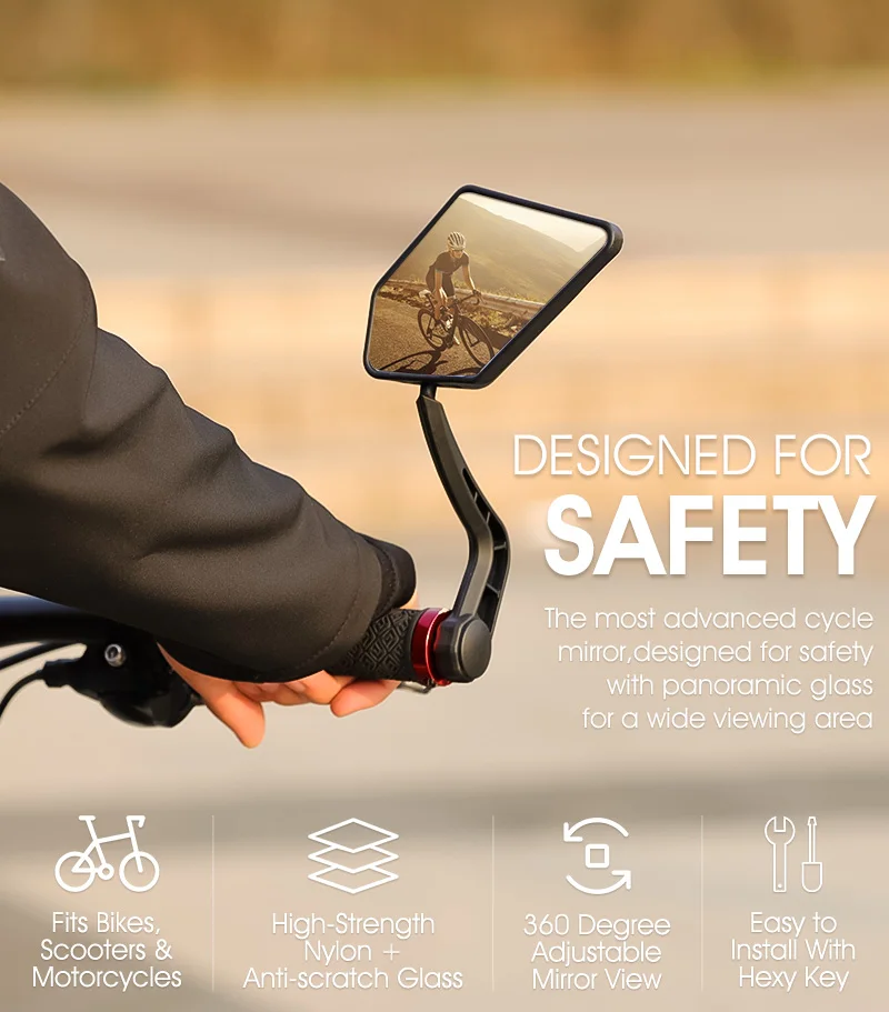 

WEST BIKING Bicycle Rearview Mirror Large Frame 360 Degree Rearview Mirror Mountain Bike Reflective Mirror Riding Equipment