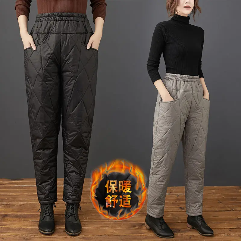 

Casual Down Cotton Trousers Women's Winter 2020 New Style Outer Wear Fashion Big Size Warm Lightweight Female Harem Pants y1298