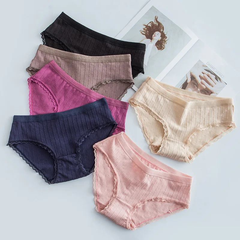 

Women's Underwear Sexy Lace Breathable Soft Mid-low Waist Cotton Comfortable Briefs Underwear Women