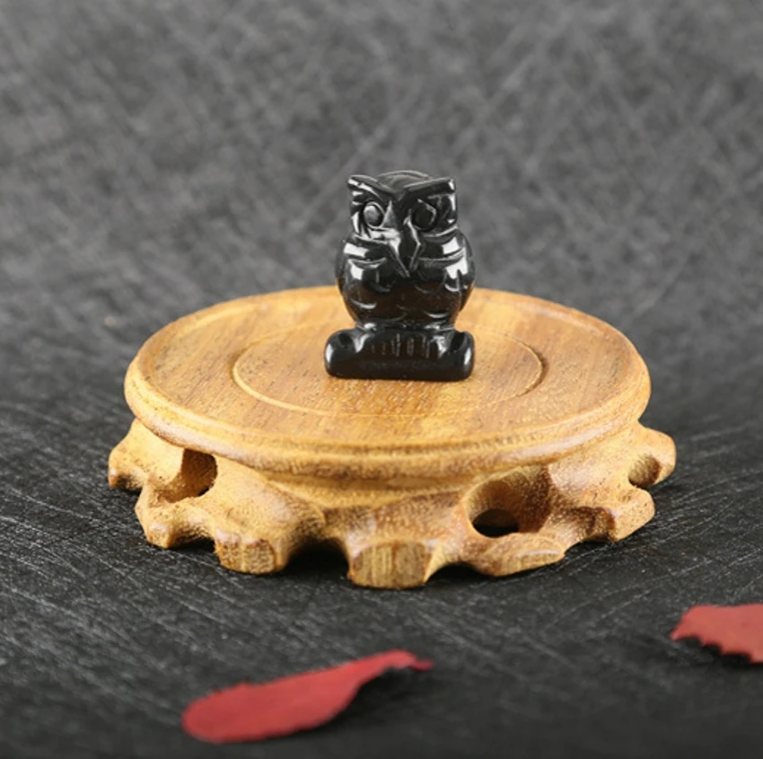 

Jade Owl Natural Stone Carved Animal Heart Crystal Quartz Stone Beads Table Ornaments Crafts Home DIY Handmade Figurine Gift