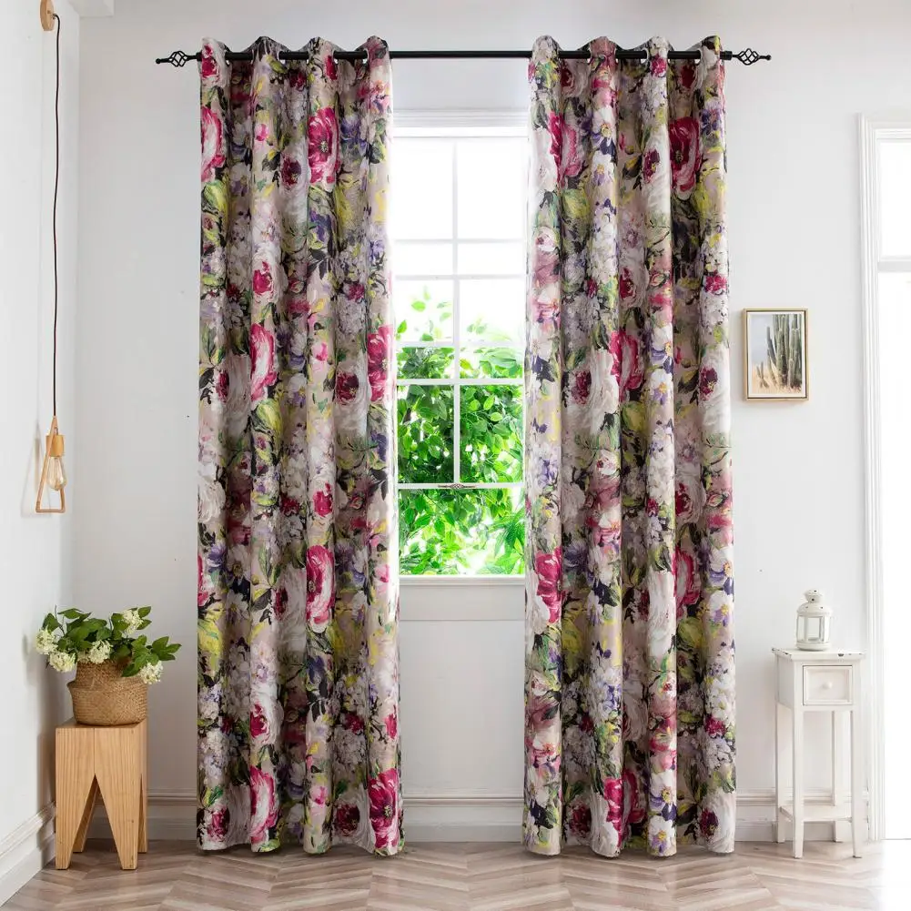 

250x100cm Curtain Blackout Polyester High Shading Curtain Oil Painting Style Comfortable Touch Window Curtain Home Decor