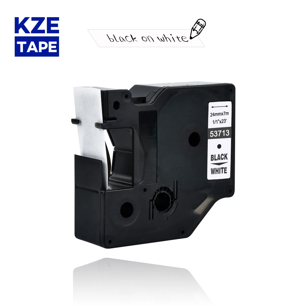 Dymo d1 24 мм 53713 черный на белой этикетке ленты совместимый с D1 принтер этикеток для