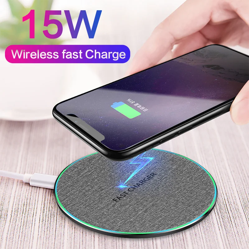 

15W/10W Qi Wireless Charger For iPhone 11 Pro XS XR X 8 Protable Fast Charge For Samsung S9 S10 Note 9 8 Wireless Charging Mat