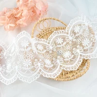 19yards white cotton thread embroidery mesh lace ribbon fabric trim trimming diy clothing wedding decoration sewing accessorie