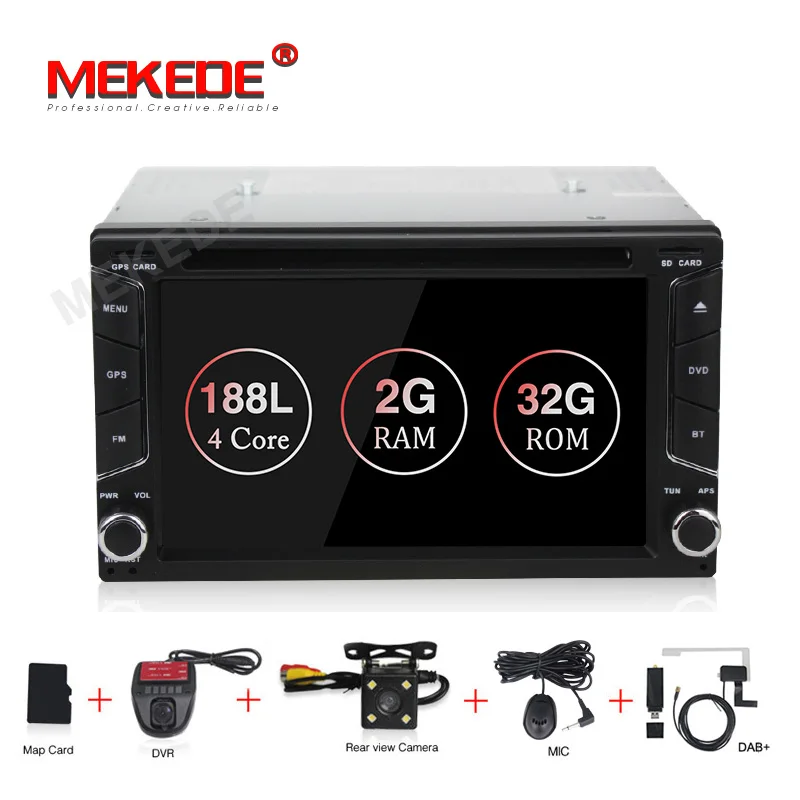 32G camera DVR DAB MEKEDE 2 Din Android 8,1 четырехъядерный автомобильный dvd-плеер для универсальной gps-навигации стерео радио wifi Аудио USB SWC 2din универсальный - Цвет: 32G camera DVR DAB