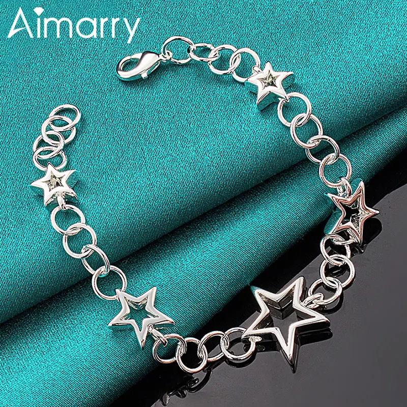 

Aimarry 925 Sterling Silver Charm Stars Bracelet For Women Party Christmas Wedding Gifts Fashion Jewelry