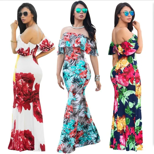 Женские вечерние платья с рюшами пляжные макси высокого качества