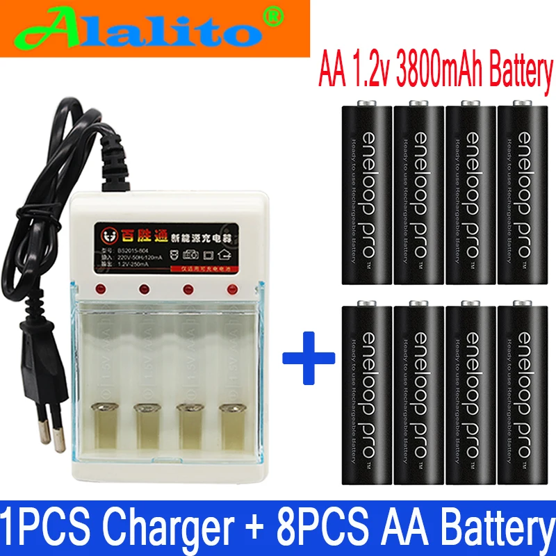 8 шт. Новая батарея AA основная Pro AA3800 MAH 1 2 V Ni MH камера игрушка Подогрев