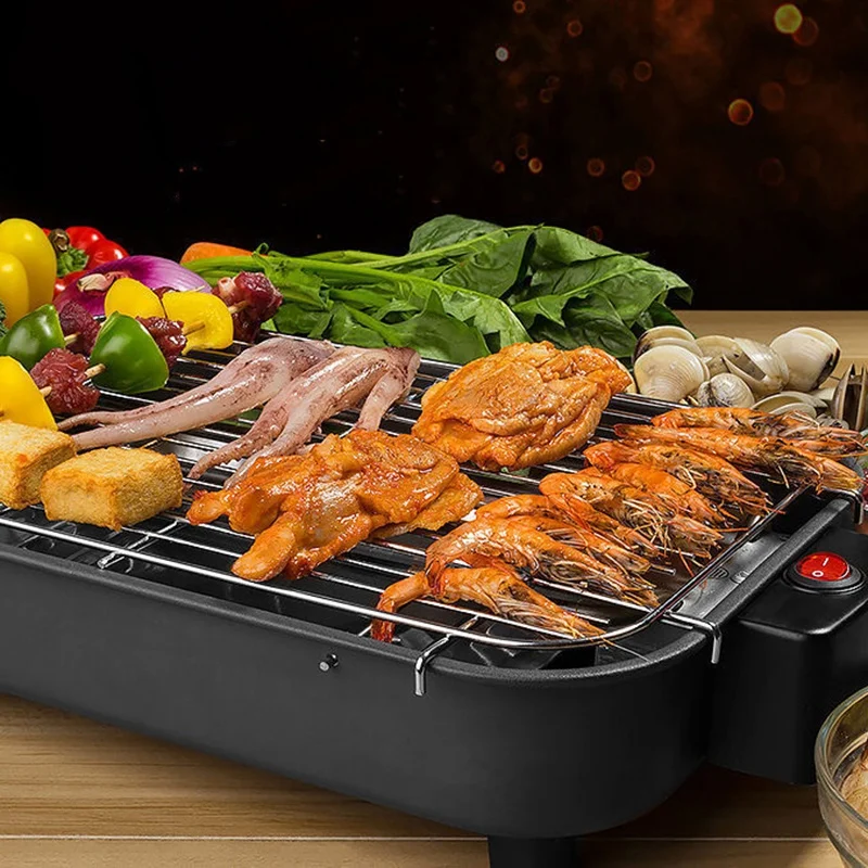 shgo hot multifunctional electric barbecue grill household smokeless teppanyaki barbecue grill electric grill 220v indoor barbec free global shipping