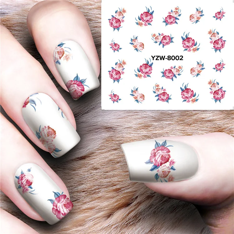 1 лист Роза лепесток дизайн ногтей Disign стикер слайдер цветок воды наклейки декор