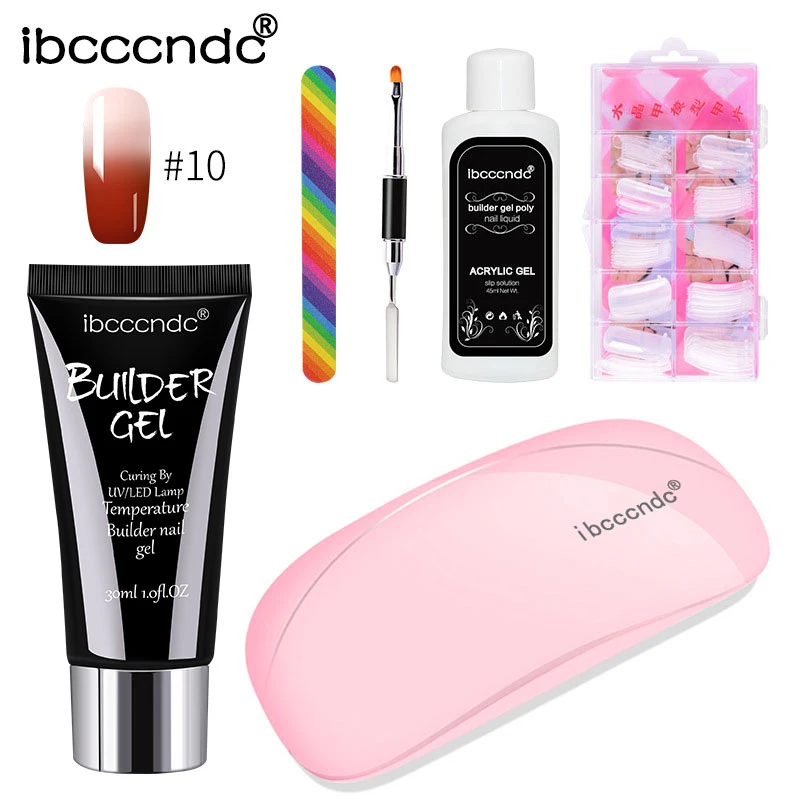 

6pcs/kit Nail Set Crystal Acrylic Gel For Nail Extention Fake Tips LED UV Lamb Gel Nail Art Polish Manicure Set for Manicure