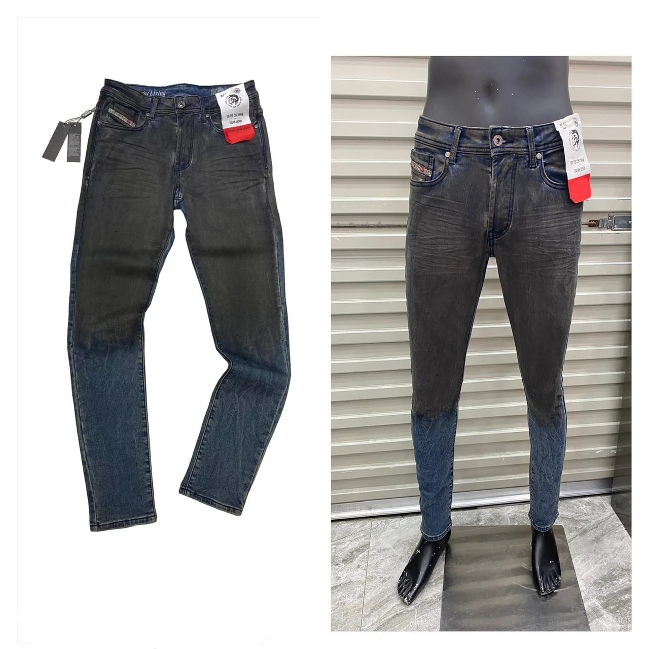 Мужские повседневные джинсы темно синие прямые брюки из дышащего материала для