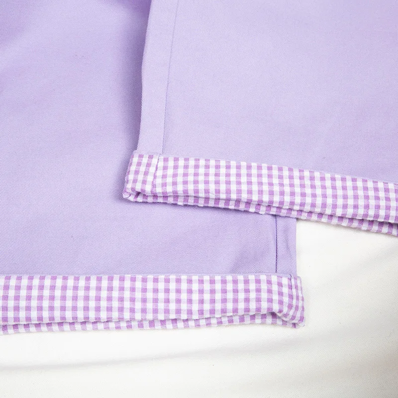 Милые фиолетовые брюки в стиле Харадзюку для женщин милые винтажные клетчатые