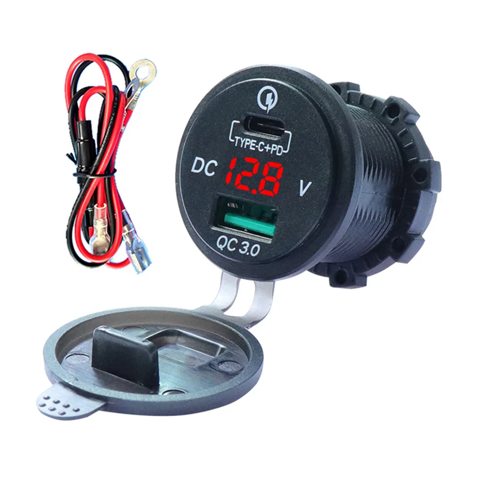 

Быстрая зарядка 3,0 USB Автомобильное зарядное устройство гнездо Цифровой дисплей Вольтметр USB зарядное устройство гнездо с переключателем в...