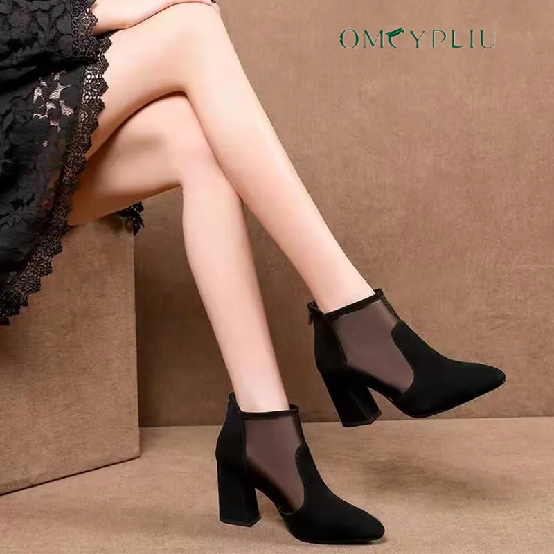

Boots Woman Shoes 2021 Summer Hollow Luxury Fashion Plus Size High Heels Women Sandals Sexy Ladies Shoes Mesh Ankle Boot Female