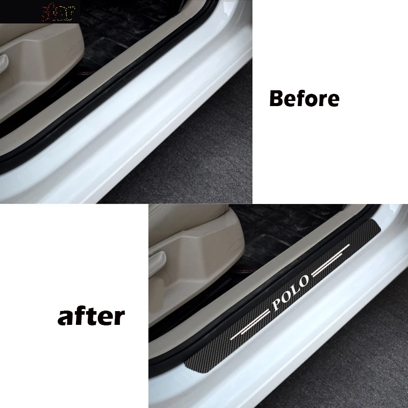 4 шт. наклейки из углеродного волокна для VW Volkswagen Polo 9n Sedan 6r 5 6 7 MK4 MK5 MK6 MK7 3 GTI 2021 2020 2019
