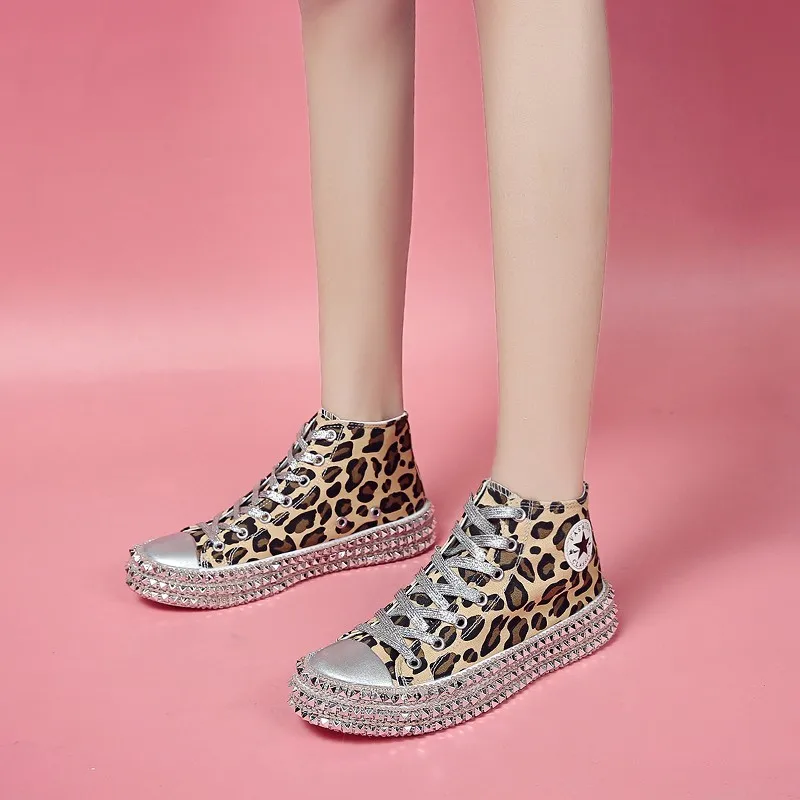 Обувь Женская парусиновая с блестками на толстой подошве|Обувь без каблука| |