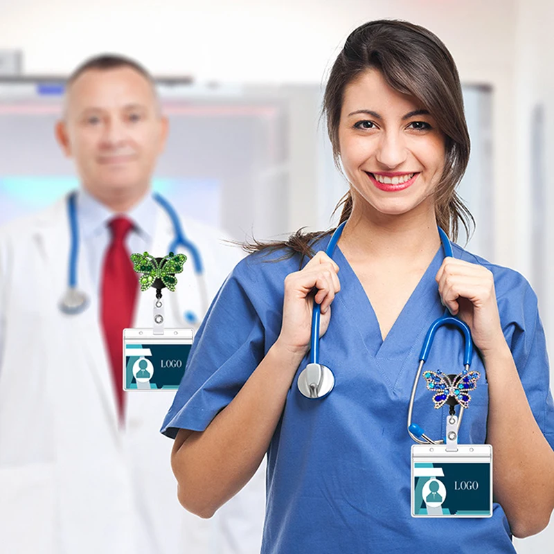 Модный креативный бейдж стразы бабочка выдвижной значок медсестры зажим для