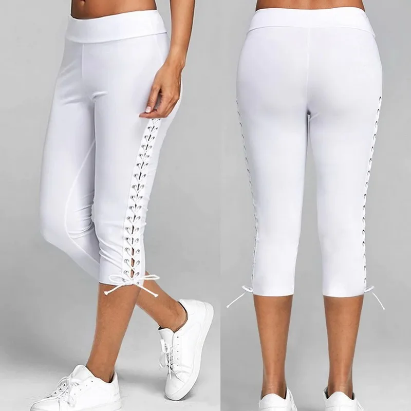 

Women's Leggings Spring And Summer Elastic High Waist Sexy Slim Seamless Bandage Solid Color Casual Fitness Track Pants 5XL