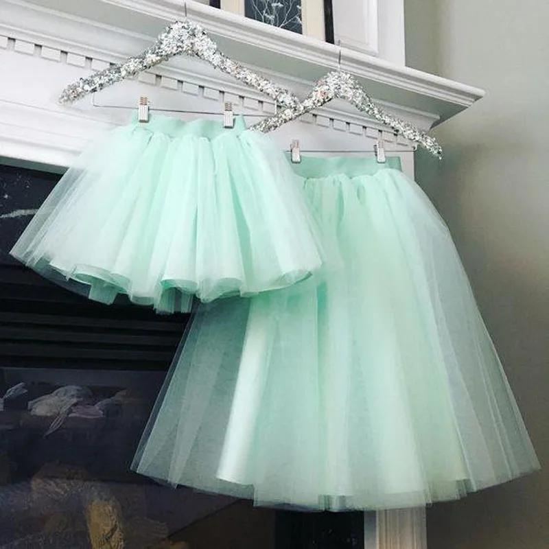 

Mint Green Skirt Tutu Short Knee Length Prom Party Skirt Multi Layers Tulle Skirt With Lining