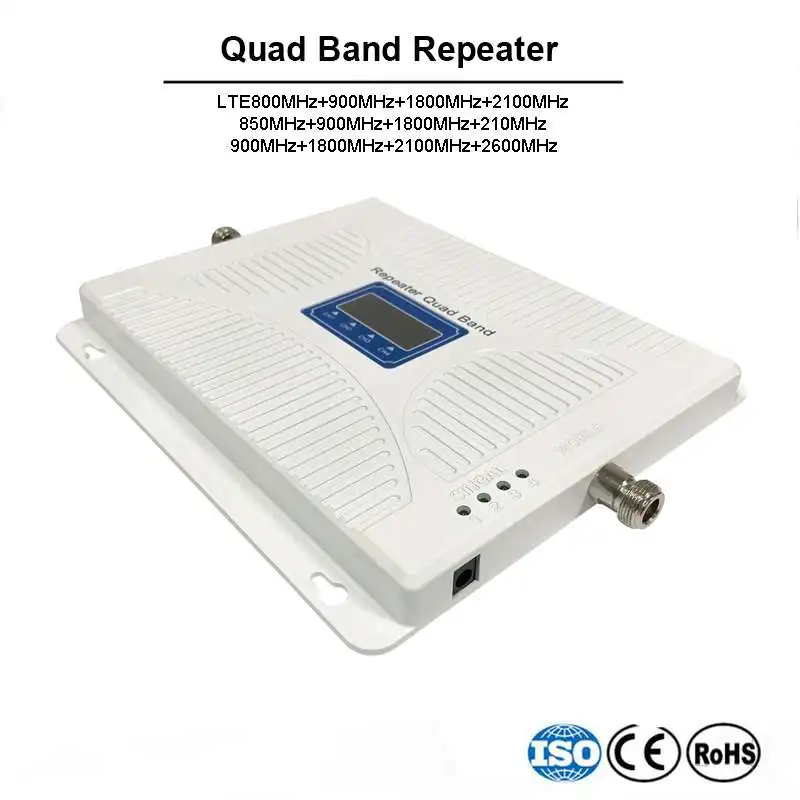 

four Band Mobile phone Signal Repeater Quad Band signal Amplifier 4g cellular Booster B20 LTE 800 850 900 1800 2100 2600 MHZ