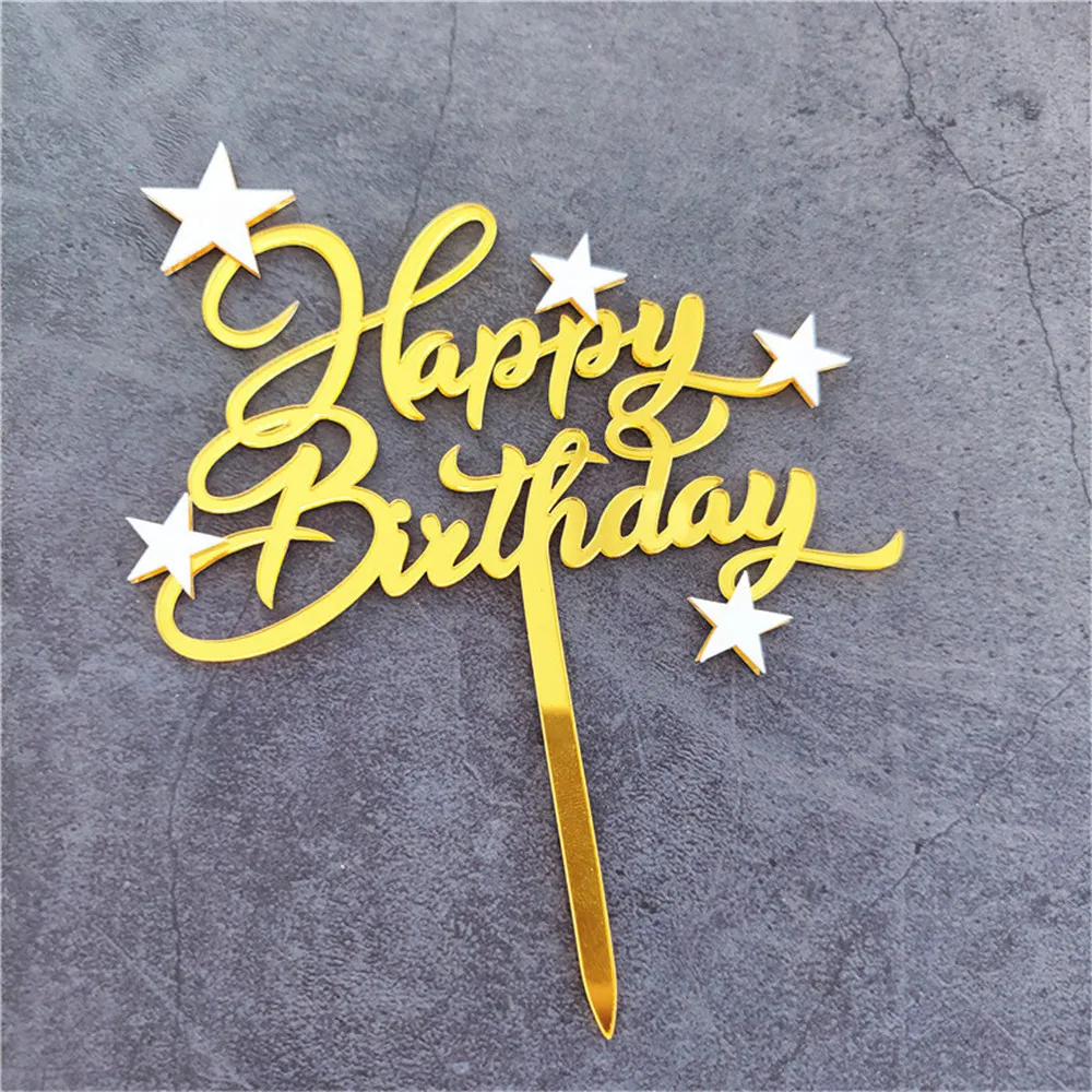 

Shiny Happy Birthday Cake Topper Lovely Star Cupcake Toppers Cake Picks Cake Decoration Topper Toothpick Kids Birthday