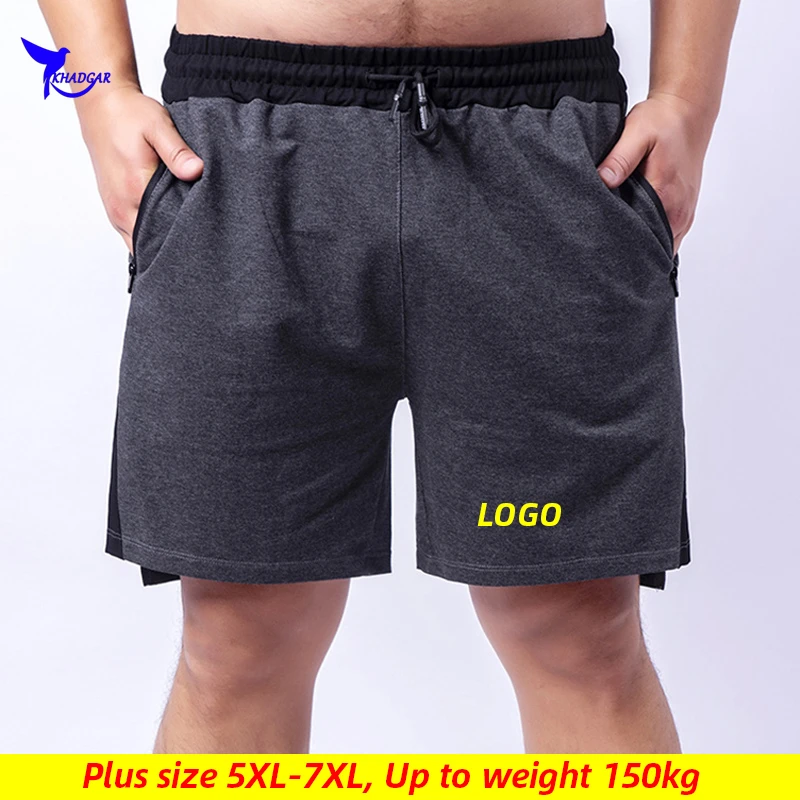2020 NEW Men Quick Dry Cotton Running Shorts With Zipper Pocket Plus Size 7XL Gym Fitness Short Pants Workout Shorts Customize