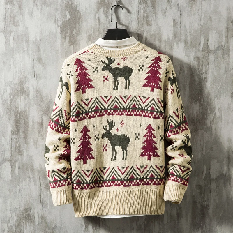 Зимний толстый мужской свитер теплый модный вязаный пуловер в стиле ретро с