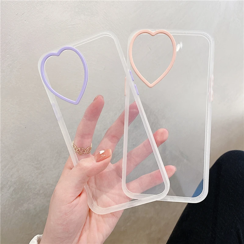

Love Heart Lens Protect Clear Phone Case For Iphone 12 Mini 7 8 Plus X XS 11 Pro Max XR SE 2020 Shockproof Soft Back Cover