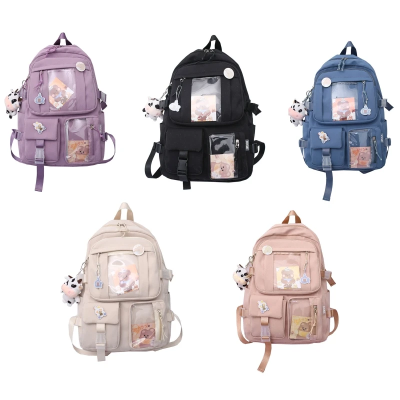 

Kawaii Backpack Nylon Students Schoolbag Shoulder Tote Bag Casual Daypack Back to School for Teen Girls Female Book Bags