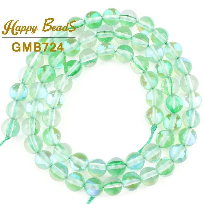 Зеленый флэш австрийский хрусталь Блестящий лунный камень Гладкие Круглые