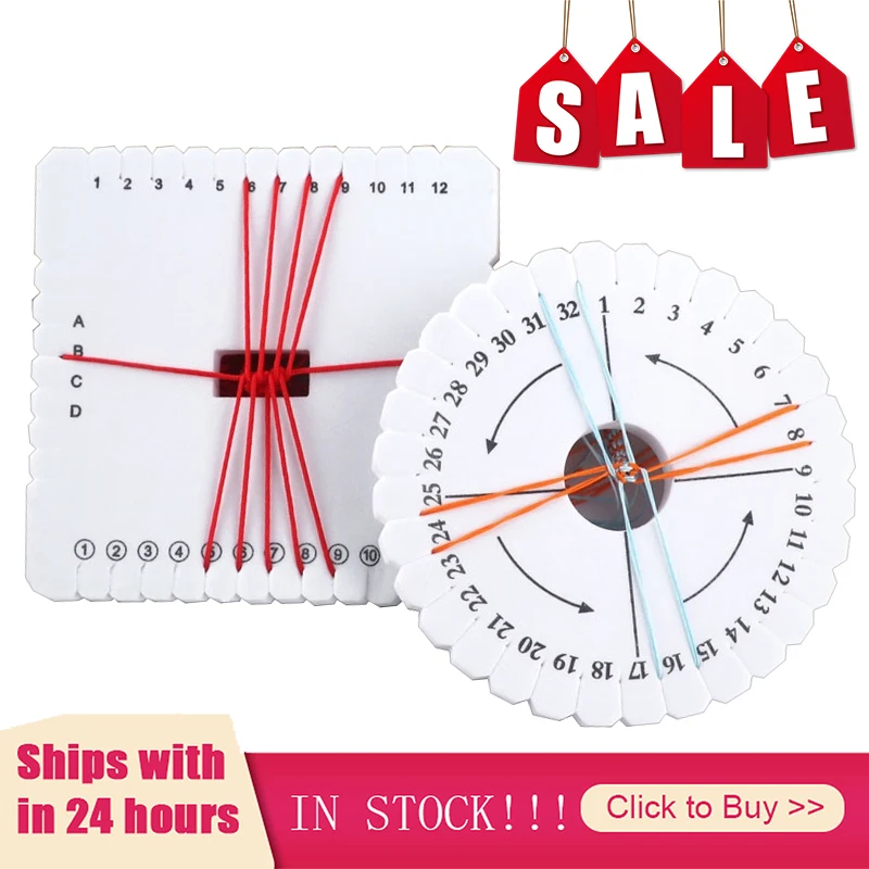 

Wholesale Hot 2Pcs Round Square Kumihimo Braiding Cord Disks Woven Board Disk Braiding Plate DIY Weaving Tool Useful