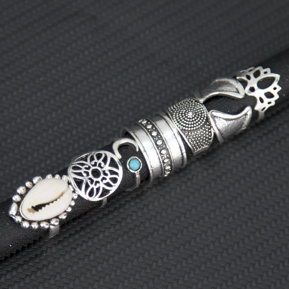 

11 Pcs/set Bohemian Beach Retro Moon Shell Rings Set Hollow Lotus Wave Gems Geometry Joint Rings Sets Women Jewelry Accessories