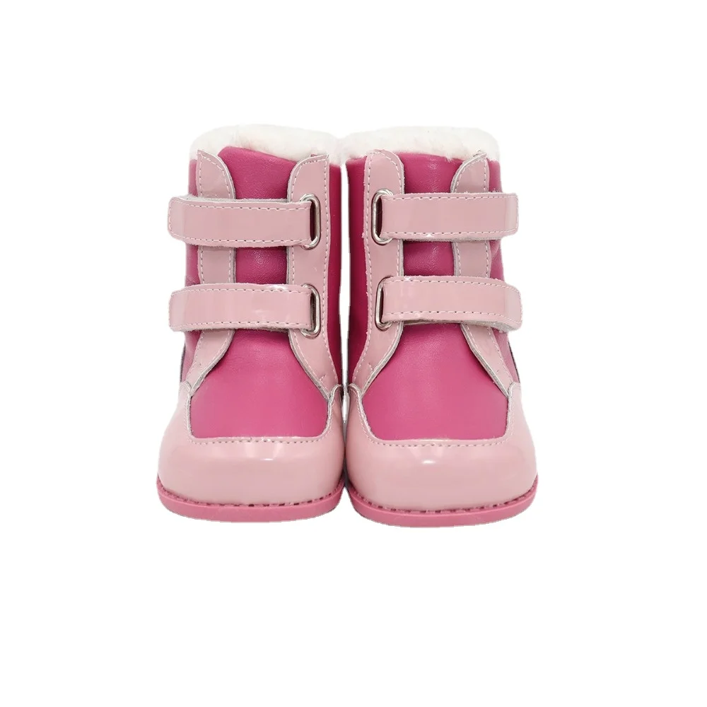 

Tipsietoes 2023 New Winter Children Barefoot Shoes Leather Martin Boots Kids Snow Girls Boys Rubber Fashion Pink Sneakers