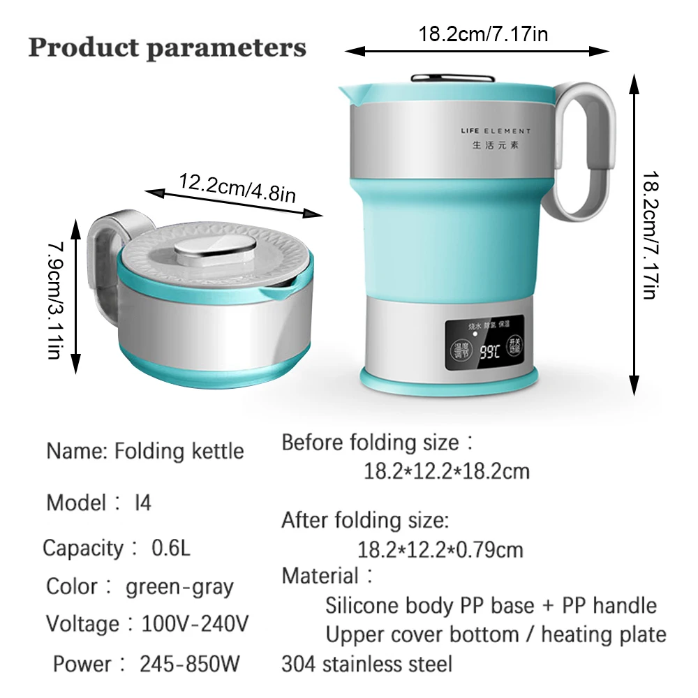 

Foldable Portable Mini Electric Kettle Personal Travel Water Heating Cup Heater Stew Tea Pot Stew Quikly Cooker Boiling Cup